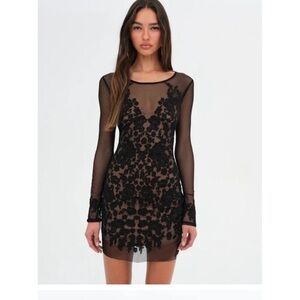NWT! For love & lemons Luau black lace Mini Dress Sz Med